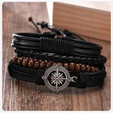 Kit Pulseiras Masculinas Couro + Colar Flecha Foto mini 2