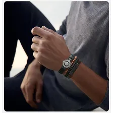 Kit Pulseiras Masculinas Couro + Colar Flecha Foto mini 4