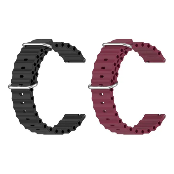 Kit Pulseiras Relógio Silicone Compatível Oceano 20mm Foto 1