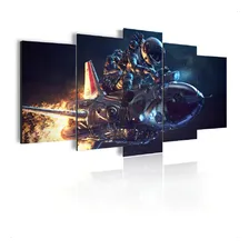 Kit Quadro Decorativo Sala Grande Quarto Astronauta Foguete Foto  mini 1