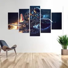 Kit Quadro Decorativo Sala Grande Quarto Astronauta Foguete Foto mini  2