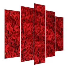 Kit Quadro Decorativo Sala Grande Quarto Rosa Flor Vermelhas Foto  mini 1