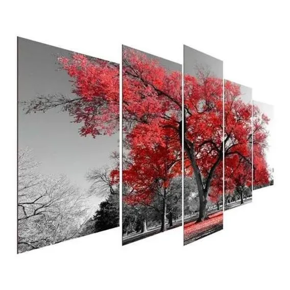 Kit Quadro Decorativos Sala Quarto Árvore Lindo Ipê Vermelho Foto 1