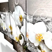 Kit Quadros Decorativo Mosaico 5 Peças Orquídea Branca Mural Foto mini 2
