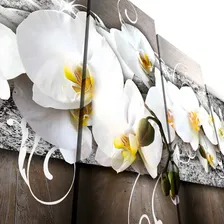 Kit Quadros Decorativo Mosaico 5 Peças Orquídea Branca Mural Foto mini 3