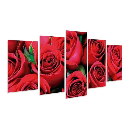 Kit Quadros Mosaico Decorativo Sala Rosas Vermelhas Natureza Foto 1