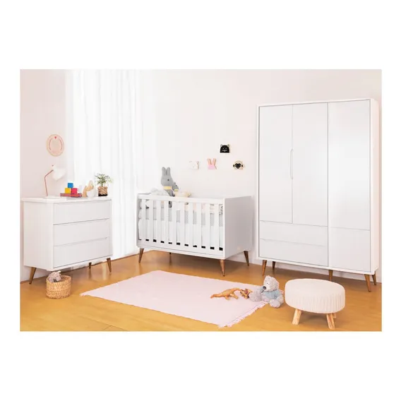Kit Quarto Infantil Theo - Berço + Cômoda + Guarda-roupa 3 P Foto 1