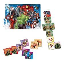 Kit Quebra Cabe莽a Domin贸 Jogo Mem贸ria Vingadores Foto mini 1