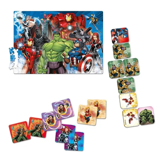 Kit Quebra Cabe莽a Domin贸 Jogo Mem贸ria Vingadores Foto 1