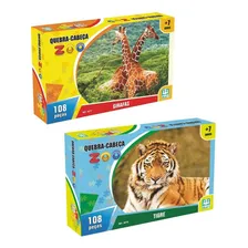 Kit Quebra Cabeca Zoo Girafa + Quebra Cabeca Zoo Tigre Nig Foto mini 1