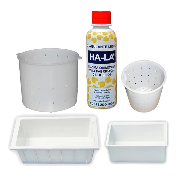 Kit Queijo Coalho Ha-la 200ml Com Formas Frescal E Mussarela Foto 1
