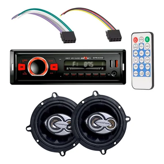 Kit Rádio Automotivo Mp3 Bt Controle + 2 Alto Falantes 6 Pol Foto 1