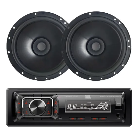 Kit Radio Jbl 150w Mp3 Bluetooth + Alto Falante Bomber 6 Pol Foto 1