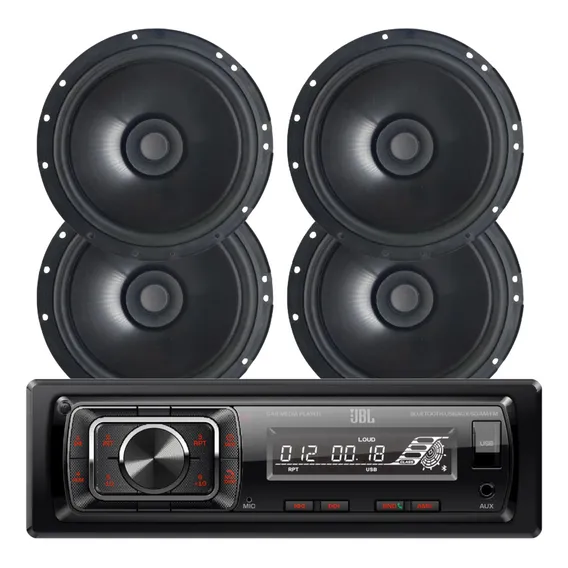 Kit Radio Jbl Som Automotivo + 4x Alto Falante Bomber 6 Pol Foto 1