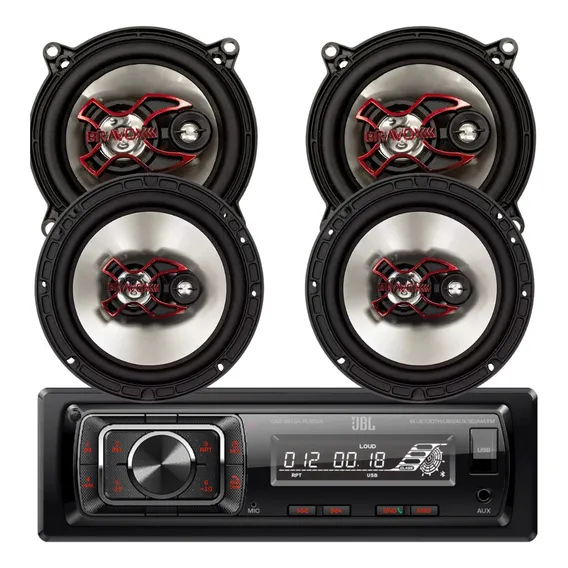 Kit Rádio Jbl Som Automotivo + Alto Falante Bravox 5 E 6 Pol Foto 1
