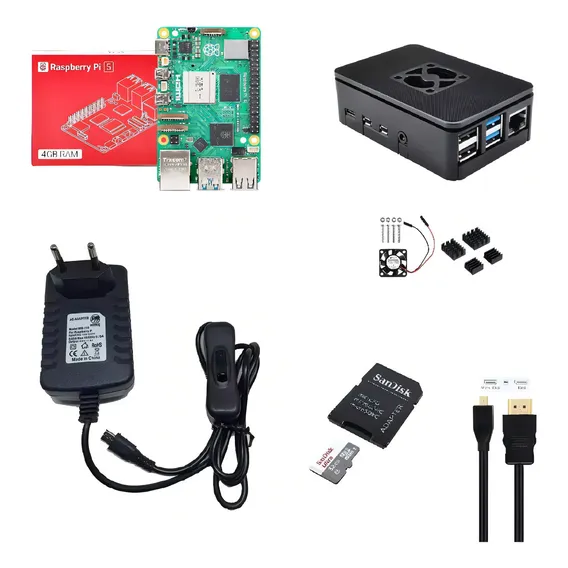 Kit Raspberry Pi 5 Pi5 B 4gb Fonte, Case, Sd 32gb, Hdmi Foto 1