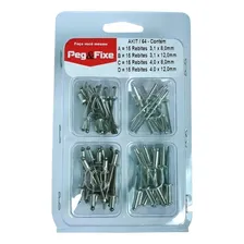 Kit Rebite Pop Repuxo Aluminio 4 Medidas 60 Peças Foto mini 1