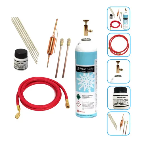 Kit Recarga Gás R134 Geladeiras C/ Filtro + Solda + Schrader Foto 1
