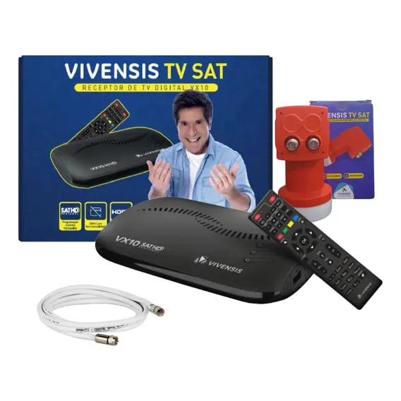 Kit Receptor De Tv Vivensis Sat Hd + Lnbf Duplo+ Cabo Foto 1