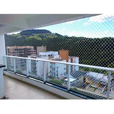 Kit Rede Tela De Proteção Sacada 3,10m X 4,20m Cor Branca Foto mini 3