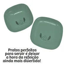 Kit Refeição Infantil Stitch 5 Peças Prato Cumbuca Talheres Foto mini  3