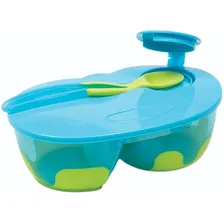 Kit Refeição Infantil Com Colher E Tampa Azul Buba Baby Foto mini 1