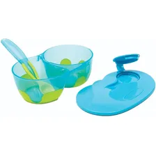 Kit Refeição Infantil Com Colher E Tampa Azul Buba Baby Foto mini 3