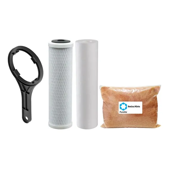 Kit Refil Deionizador Pp Carvão Resina Mb400 Chave Carcaça Foto 1