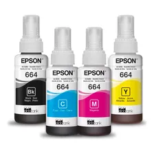 Kit Refil Epson T664 Colorido Ecotank T664520 Cores Ciano Magenta Preto e Amarelo Foto mini 2
