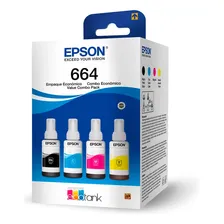 Kit Refil Epson T664 Colorido Ecotank T664520 Cores Ciano Magenta Preto e Amarelo Foto mini 1