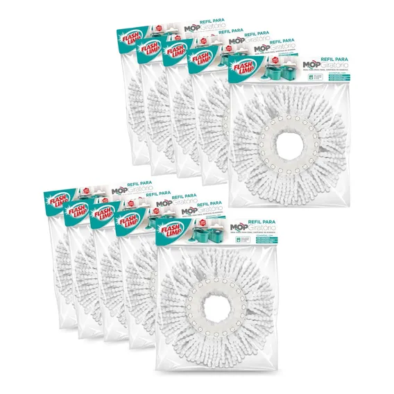 Kit Refil Mop Giratório Com 10 Unidades Flash Limp Foto 1
