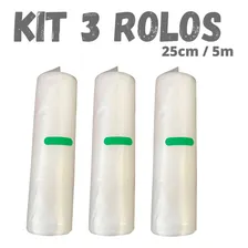 Kit Refil Sacos Para Seladora À Vácuo 3 Rolos 20cm X 5m Cor Transparente Foto mini 4