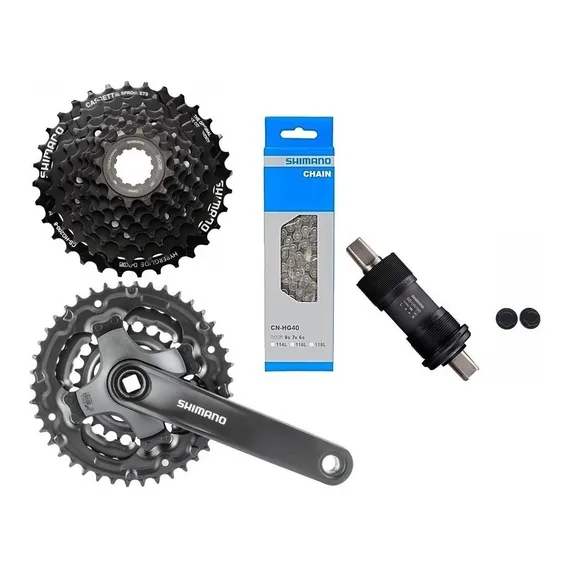 Kit Relação Shimano 24v Pedivela + Corrente + K7 Mov Central Foto 1