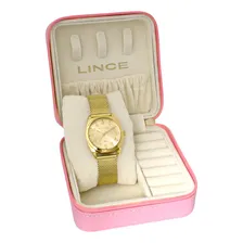 Kit Relogio Lince Feminino Dourado + Porta Joia Foto  mini 1