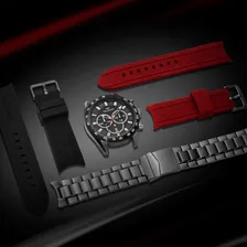 Kit Relógio + Pulseiras Technos Grafite Masculino Js25bbs/t1 Correia Cinza Bisel Preto Fundo Preto Foto mini  3