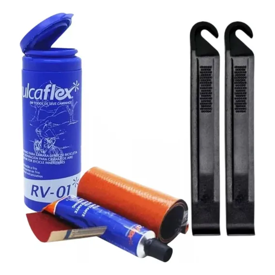 Kit Remendo Bike Reparo Pneu Bicicleta Câmara Ar + Espátulas Foto 1