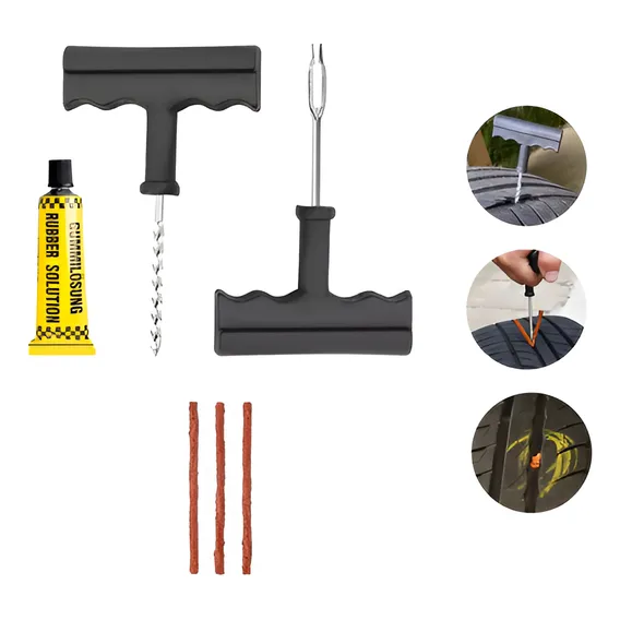 Kit Remendo Pneu Refil Com 13 Macarrão Reparo Pneu Carro Moto Conserto Rapido Foto 1
