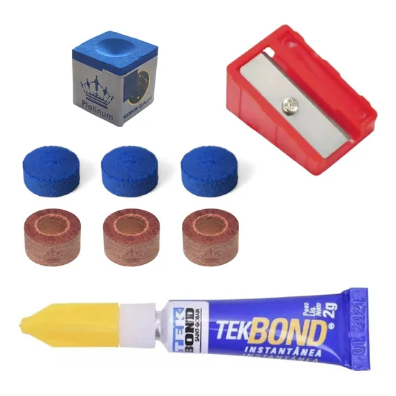 Kit Reparo Para Solas De Tacos De Sinuca Com Apontador Cor Natural Foto 1