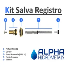 Kit Reparo Salva Registro Pressão Chuveiro Universal Metal Acabamento Cromado Cor Prateado Foto mini 2