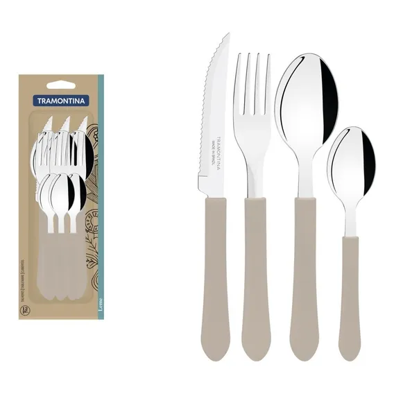 Kit Restaurante 12 Talheres Tramontina Leme Cor Cinza Foto 1