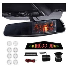 Kit Retrovisor Lcd Camera De Ré Sensor 8 Pontos Branco Foto mini 1