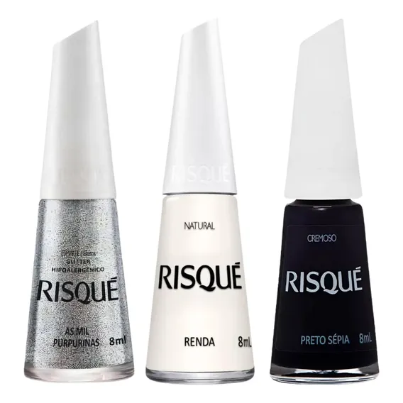 Kit Risque As Mil Purpurinas + Renda + Preto Sépia 8ml Foto 1