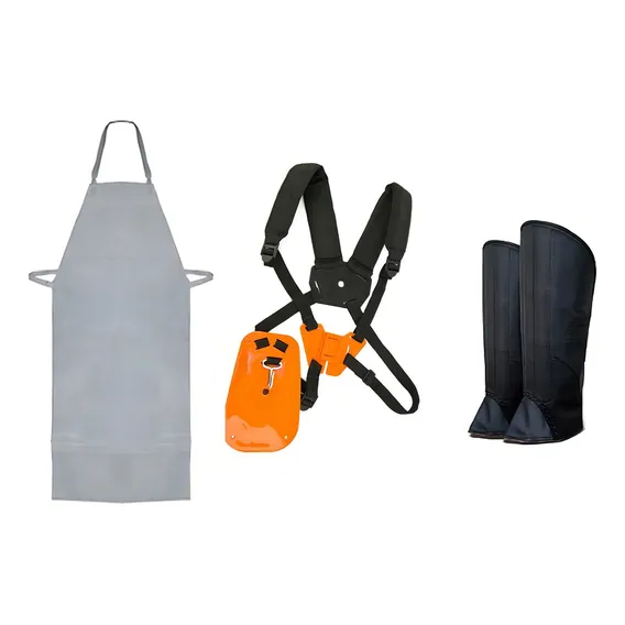 Kit Roçador Avental + Caneleira + Cinto Colete Roçadeiras Cor Preto Foto 1