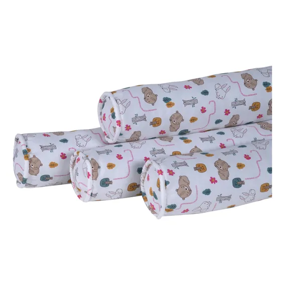 Kit Rolinho Protetor Berço 4 Peças Estampados 100% Algodão Cor Bosque Bosque Foto 1