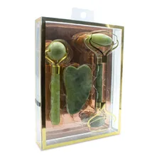 Kit Rolo E Mini Rolo Massageador Facial + Pedra Jade Gua Sha Foto mini 1