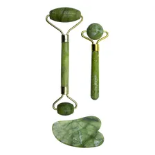 Kit Rolo E Mini Rolo Massageador Facial + Pedra Jade Gua Sha Foto mini 2