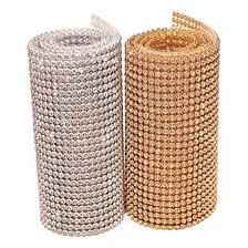 Kit Rolo Manta Strass Prata E Dourada 20x45cm Artesanato Foto  mini 1