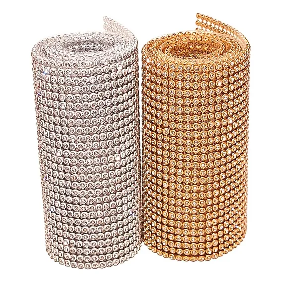 Kit Rolo Manta Strass Prata E Dourada 20x45cm Artesanato Foto 1