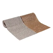 Kit Rolo Manta Strass Prata E Dourada 20x45cm Artesanato Foto mini  2