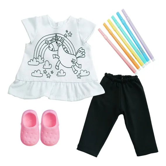 Kit Roupa Boneca American Girl - Colorir Unic贸rnio Foto 1